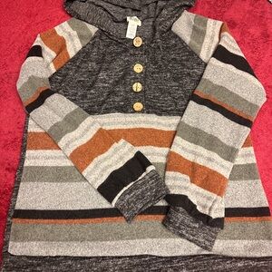 BiBi Striped Hoodie with Earthy Tones
